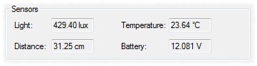 Robot's sensors values